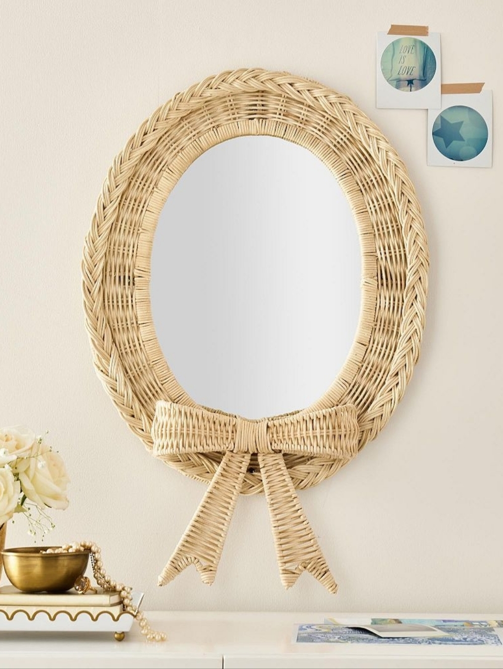 NWT LoveShackFancy No Nails Rattan Bow Mirror (18"x28")LoveShackFancy No Nails R